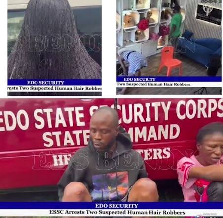 A robbery at a Benin City hair store ended with two arrests—but police are still searching for a third suspect.