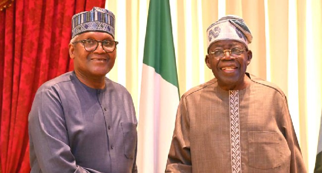 Tinubu Meets Dangote in Lagos Days After $16 Billion Refinery Investment Announcement